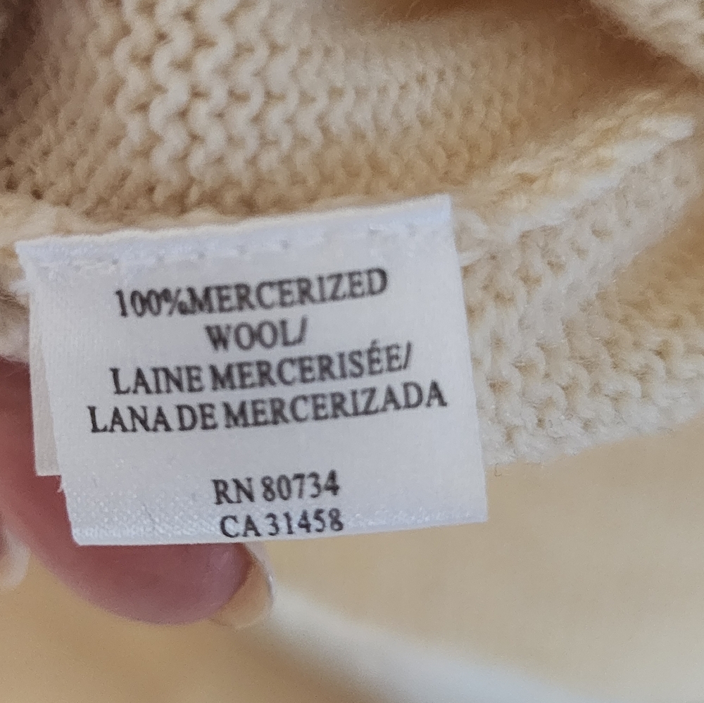 BCBGMaxAzria Women's Short Sleeve 100 % wool Cowl Neck Sweater Tunc Size L Beige - Picture 6 of 6